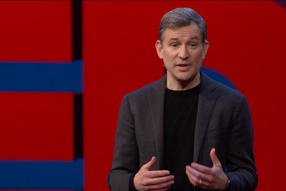 Dan Harris on stage at the TED conference